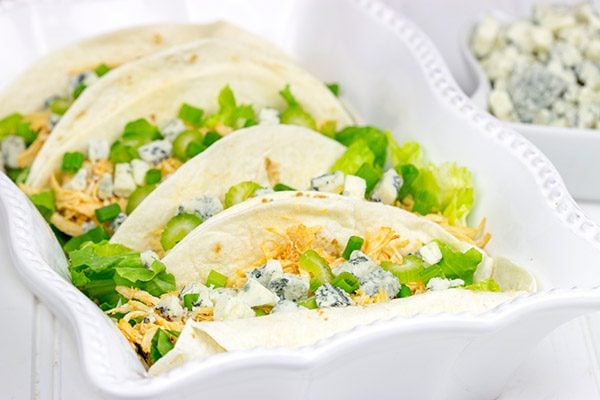 Slow Cooker Buffalo Chicken Tacos. Easy, epic football food!