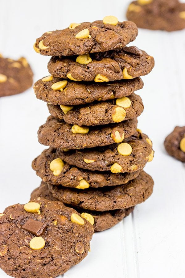 Nothing beats a good book, a roaring fire and a fresh batch of these Chocolate Peanut Butter Cookies!