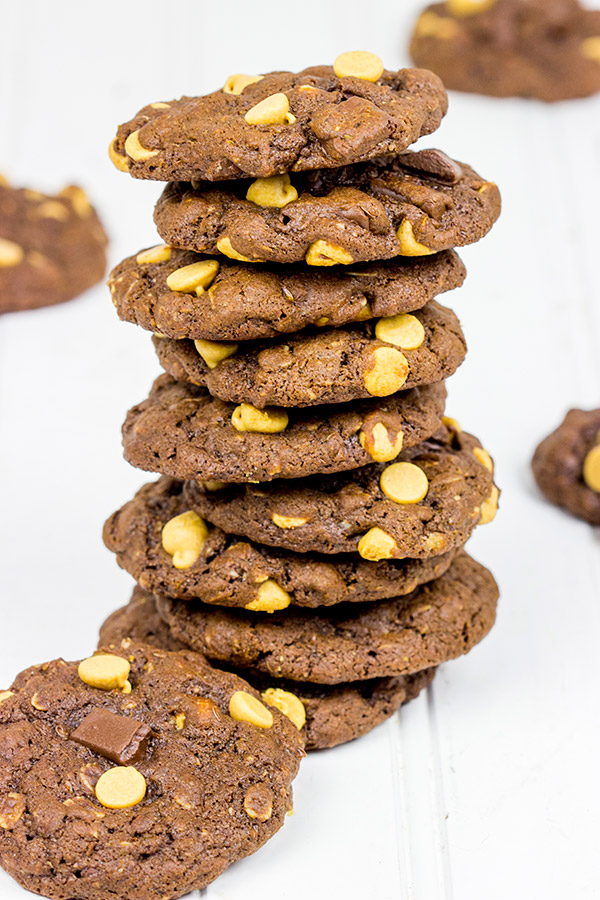 Nothing beats a good book, a roaring fire and a fresh batch of these Chocolate Peanut Butter Cookies!