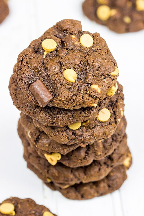 Nothing beats a good book, a roaring fire and a fresh batch of these Chocolate Peanut Butter Cookies!