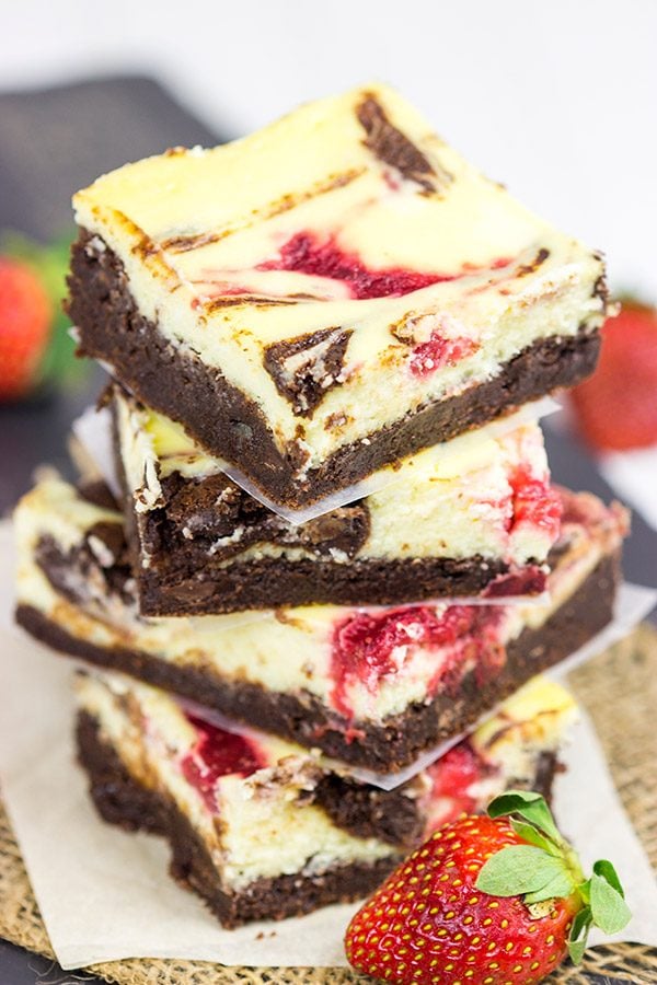 It's a cheesecake! No, it's a brownie! No, it's Strawberry Cheesecake Brownies!