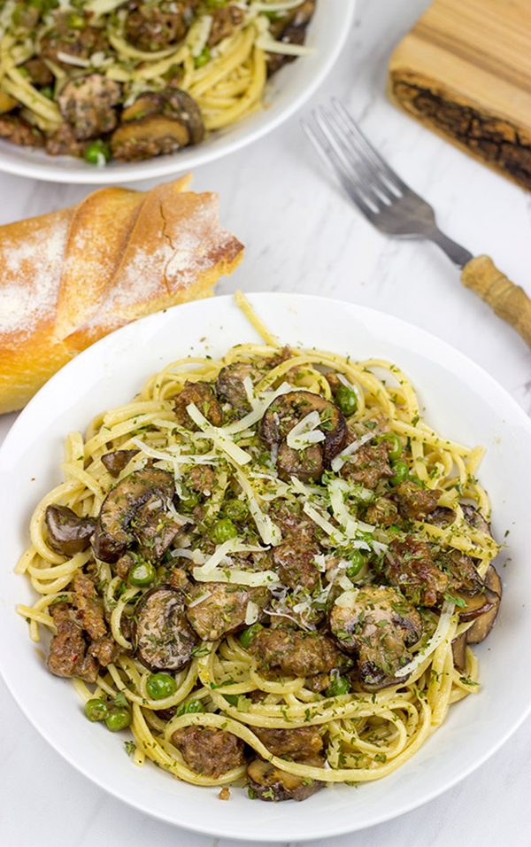 This Linguine with Sausage and Mushrooms is an excellent 30-minute meal for weeknight cooking!