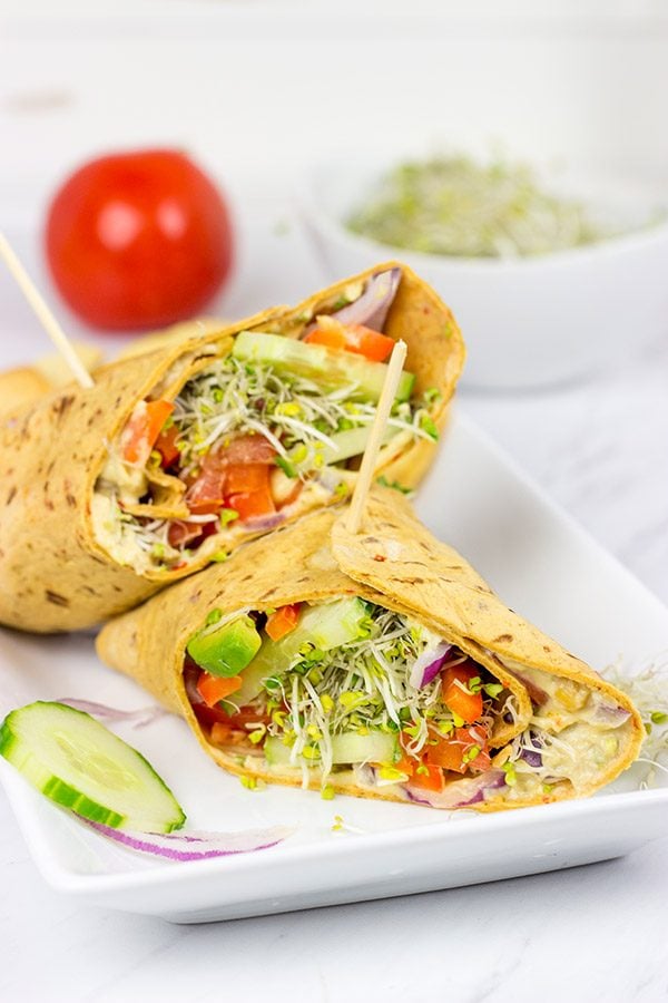 Easy, tasty and healthy. What's not to love about these Veggie Hummus Wraps?