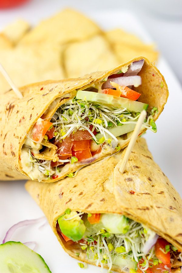 Easy, tasty and healthy. What's not to love about these Veggie Hummus Wraps?