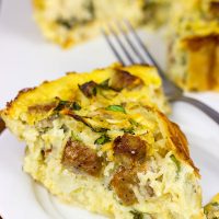 This tasty Sausage and Green Apple Quiche is perfect for breakfast, brunch or dinner!