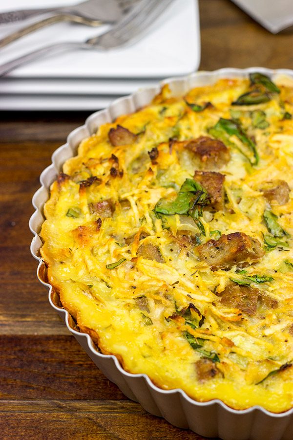 This tasty Sausage and Green Apple Quiche is perfect for breakfast, brunch or dinner!
