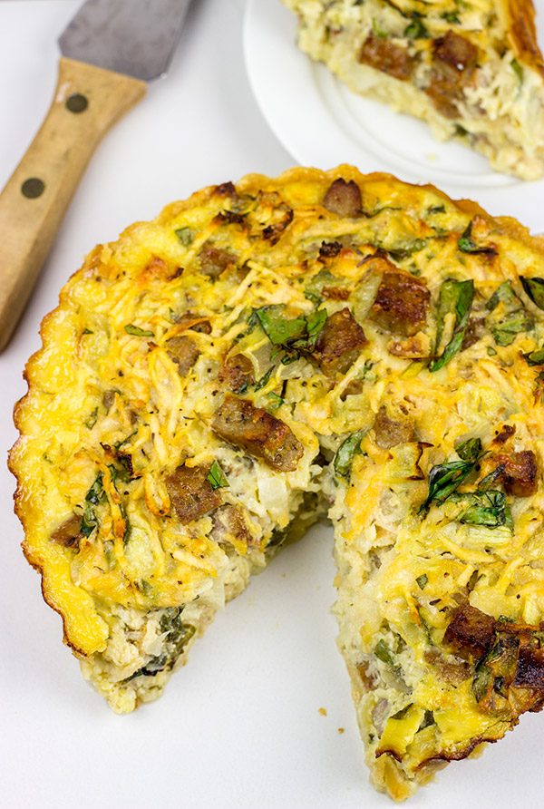 This tasty Sausage and Green Apple Quiche is perfect for breakfast, brunch or dinner!