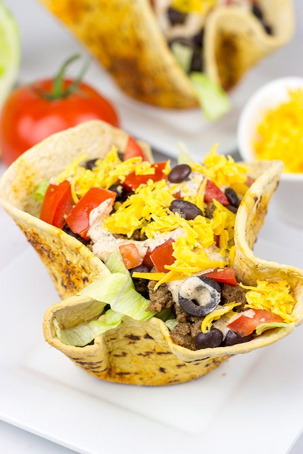The crispy, seasoned bowls are the best part of these tasty Taco Salad Bowls!