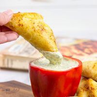 These BBQ Chicken Pockets with Creamy Cilantro Dip are perfect for summer entertaining!