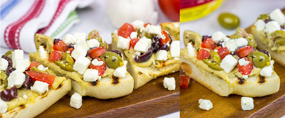 Looking for a tasty grilled appetizer? This Grilled Mediterranean Baguette is easy and delicious!