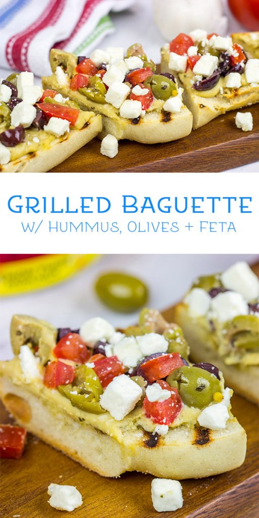 Looking for a tasty grilled appetizer? This Grilled Mediterranean Baguette is easy and delicious!