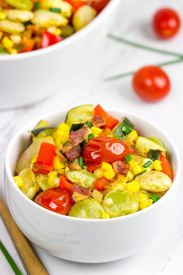 This Southern Garden Succotash is a great way to use your favorite garden veggies!