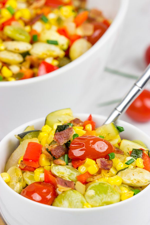 This Southern Garden Succotash is a great way to use your favorite garden veggies!