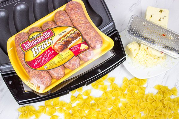 This Chipotle Brats Mac and Cheese is a tasty grown-up version of a childhood favorite!