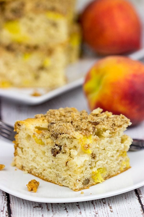 This Peach Pecan Coffee Cake is so good it can double as dessert or breakfast...or both!