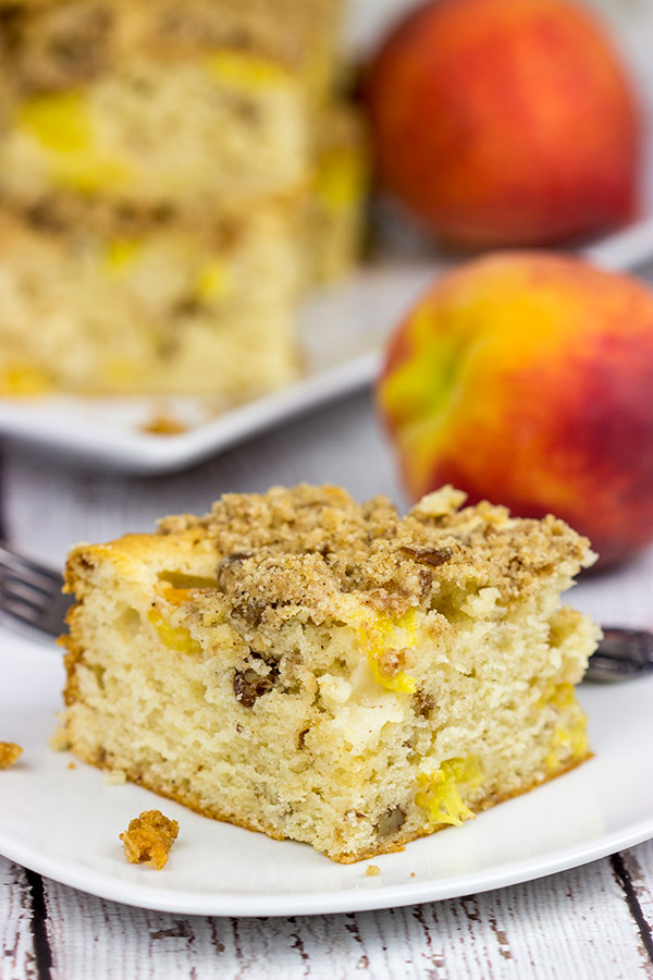 This Peach Pecan Coffee Cake is so good it can double as dessert or breakfast...or both!