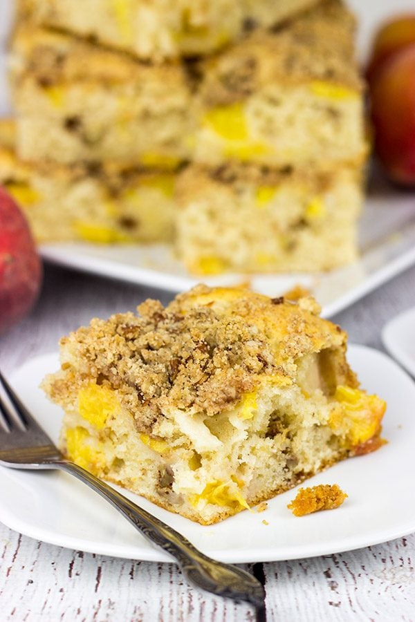 This Peach Pecan Coffee Cake is so good it can double as dessert or breakfast...or both!
