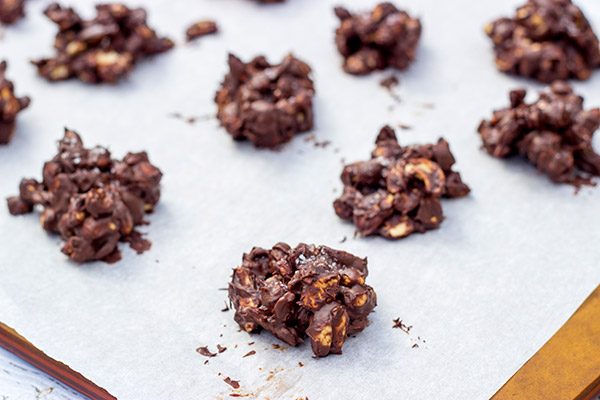 Looking for a sweet mid-afternoon snack? How about some Triple Chocolate Peanut Clusters!