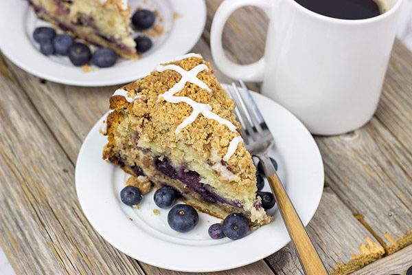 Get your morning started off right with a slice of Blueberry Coffee Cake!