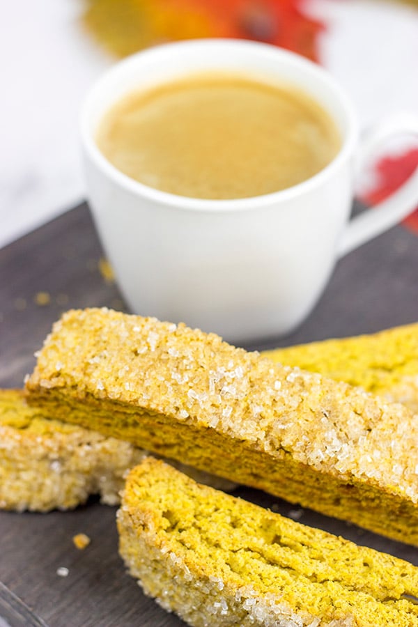 These Pumpkin Spice Biscotti are a great Fall treat...and they're perfect alongside a Pumpkin Spice Latte!