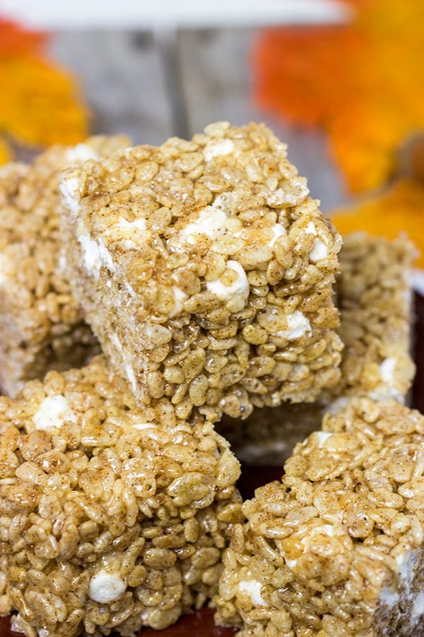 Turn a childhood favorite into the perfect seasonal snack with these Pumpkin Spice Rice Crispy Treats!