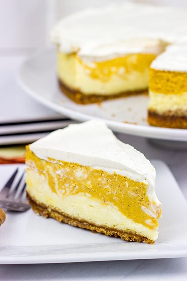 Love cheesecake? Love pumpkin spice? Then this Pumpkin Swirl Cheesecake is calling your name! It's the perfect Autumn dessert!