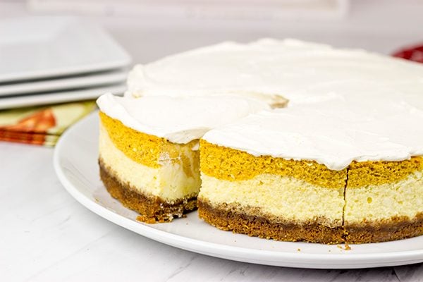 Love cheesecake? Love pumpkin spice? Then this Pumpkin Swirl Cheesecake is calling your name! It's the perfect Autumn dessert!