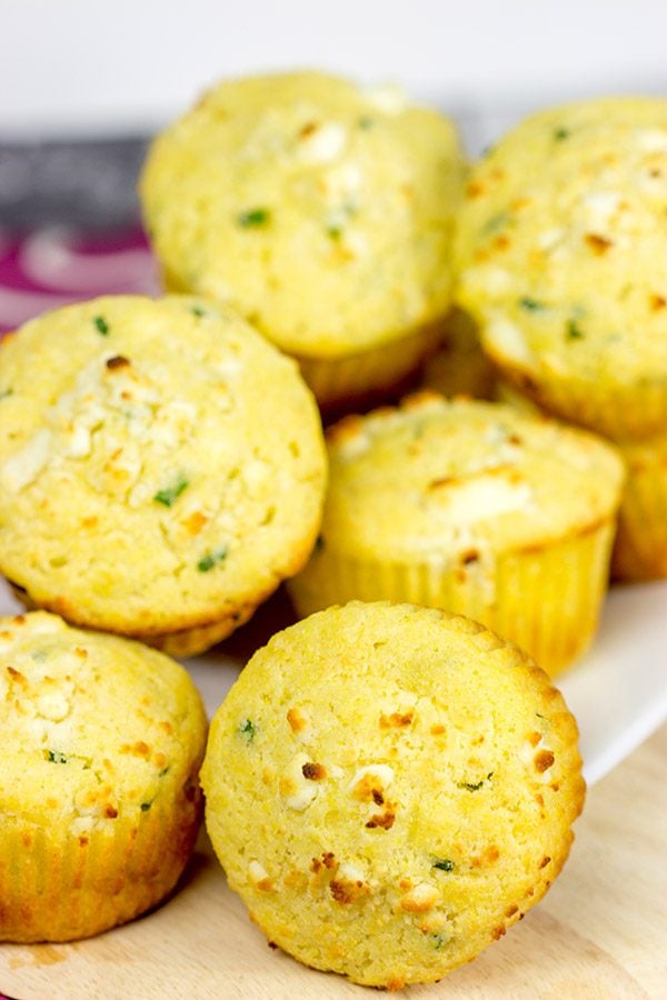 Loaded with creamy goat cheese and fresh chives, these Goat Cheese and Chive Cornbread Muffins make an excellent side dish for dinner!