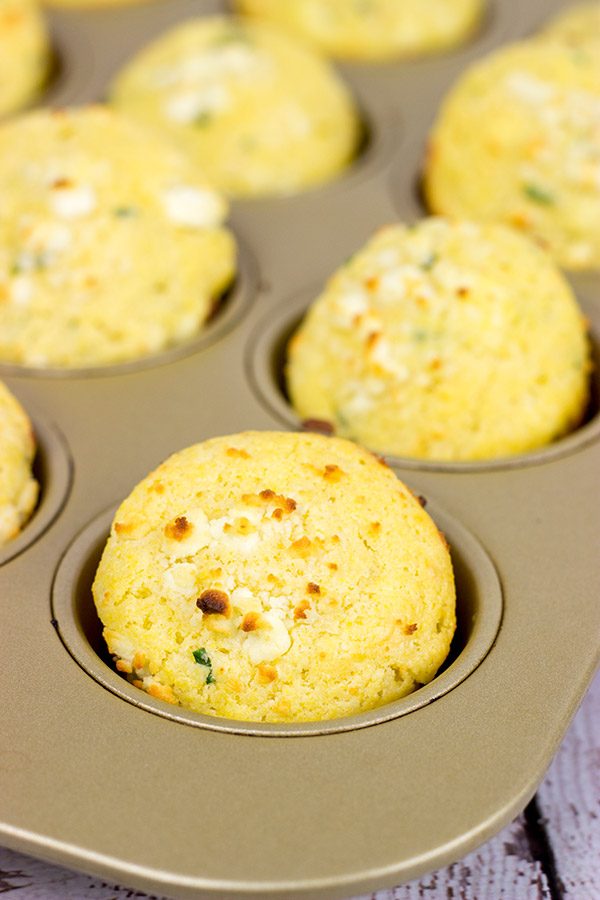 Loaded with creamy goat cheese and fresh chives, these Goat Cheese and Chive Cornbread Muffins make an excellent side dish for dinner!