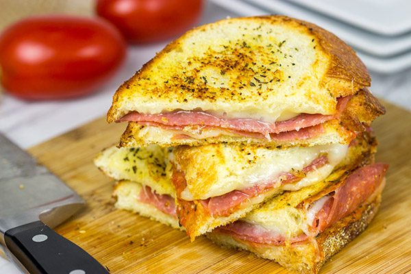 These Italian Grilled Cheese Sandwiches are layered with salami, provolone and mozzarella...and they make for one epic sandwich on a chilly winter day!