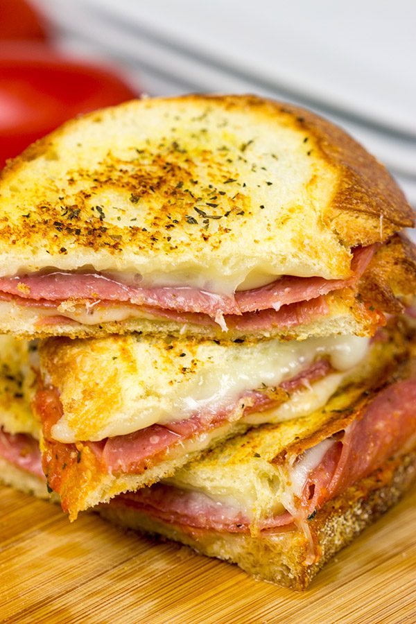 These Italian Grilled Cheese Sandwiches are layered with salami, provolone and mozzarella...and they make for one epic sandwich on a chilly winter day!