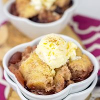 Slow cooker season is here! Whip up this easy Slow Cooker Blueberry Apple Cobbler for dessert tonight!