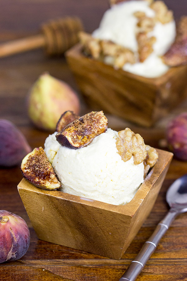 As we ease from Summer into Fall, let's sit back and relax with a bowl of Honey Ice Cream with Roasted Figs!