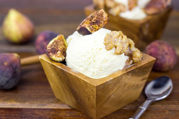 As we ease from Summer into Fall, let's sit back and relax with a bowl of Honey Ice Cream with Roasted Figs!