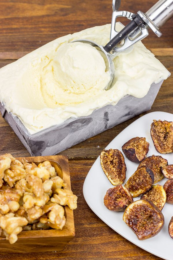 As we ease from Summer into Fall, let's sit back and relax with a bowl of Honey Ice Cream with Roasted Figs!