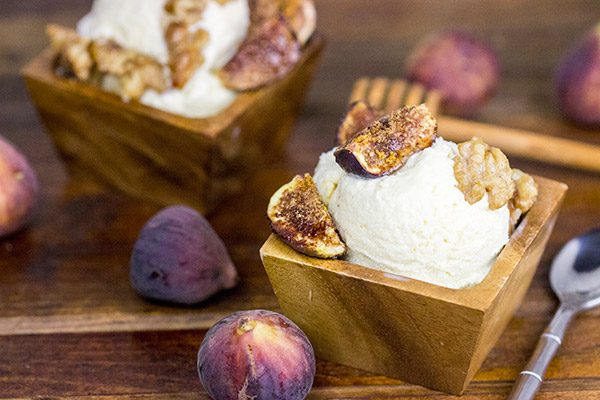 As we ease from Summer into Fall, let's sit back and relax with a bowl of Honey Ice Cream with Roasted Figs!