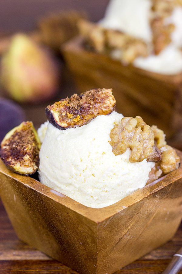 As we ease from Summer into Fall, let's sit back and relax with a bowl of Honey Ice Cream with Roasted Figs!