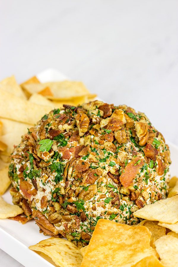 This Bacon Cheddar Ranch Cheeseball is perfect for holiday appetizer parties...or just holiday snacking in general!