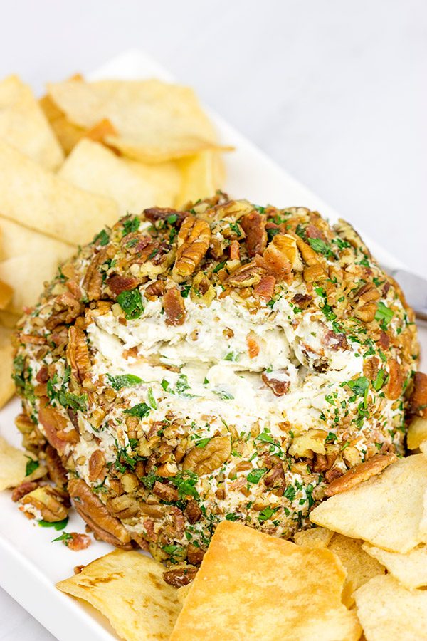 This Bacon Cheddar Ranch Cheeseball is perfect for holiday appetizer parties...or just holiday snacking in general!
