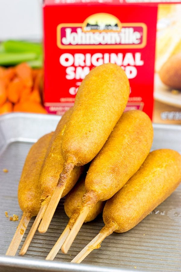 Food on a stick always tastes better! These Corndogs with Creamy Honey Buffalo Sauce are quite tasty!