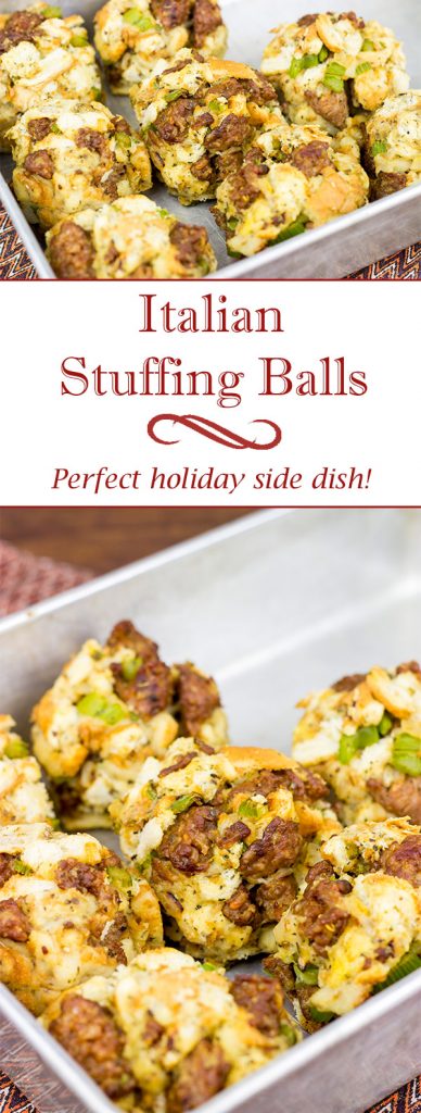These Italian Stuffing Balls are a fun twist on the classic holiday side dish!