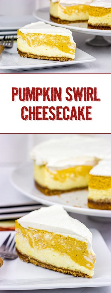 Love cheesecake? Love pumpkin spice? Then this Pumpkin Swirl Cheesecake is calling your name! It's the perfect Autumn dessert!