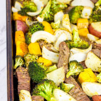 Looking for an easy dinner during the busy holiday season? Give this Sheet Pan Steak and Roasted Veggies a shot!