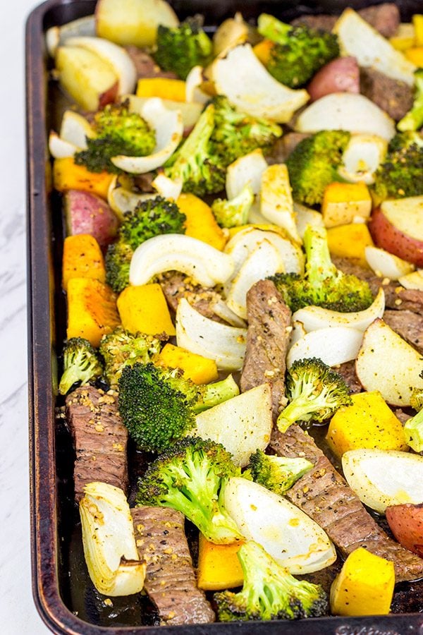 Looking for an easy dinner during the busy holiday season? Give this Sheet Pan Steak and Roasted Veggies a shot!