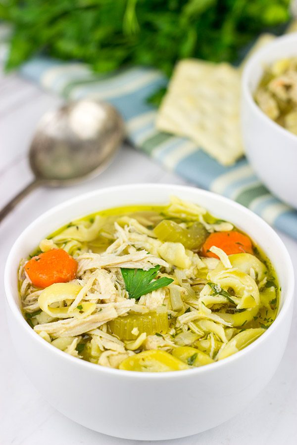 This Slow Cooker Chicken Noodle Soup is perfect for cold winter days when you just want to curl up on the couch with a good book!