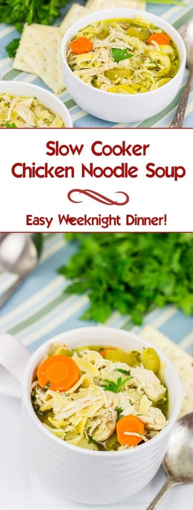 This Slow Cooker Chicken Noodle Soup is perfect for cold winter days when you just want to curl up on the couch with a good book!