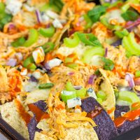 These Buffalo Chicken Nachos are an epic appetizer to serve while watching football!