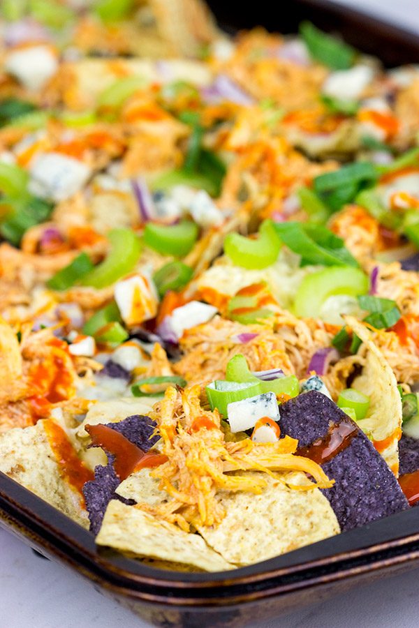 These Buffalo Chicken Nachos are an epic appetizer to serve while watching football!