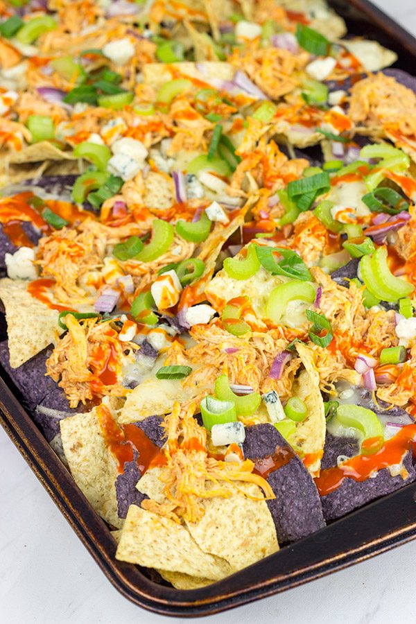 These Buffalo Chicken Nachos are an epic appetizer to serve while watching football!
