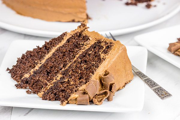 This Chocolate Chocolate Cake is a classic! This rich, moist cake is topped with a creamy chocolate frosting for a sweet treat that's sure to put you in a good mood!